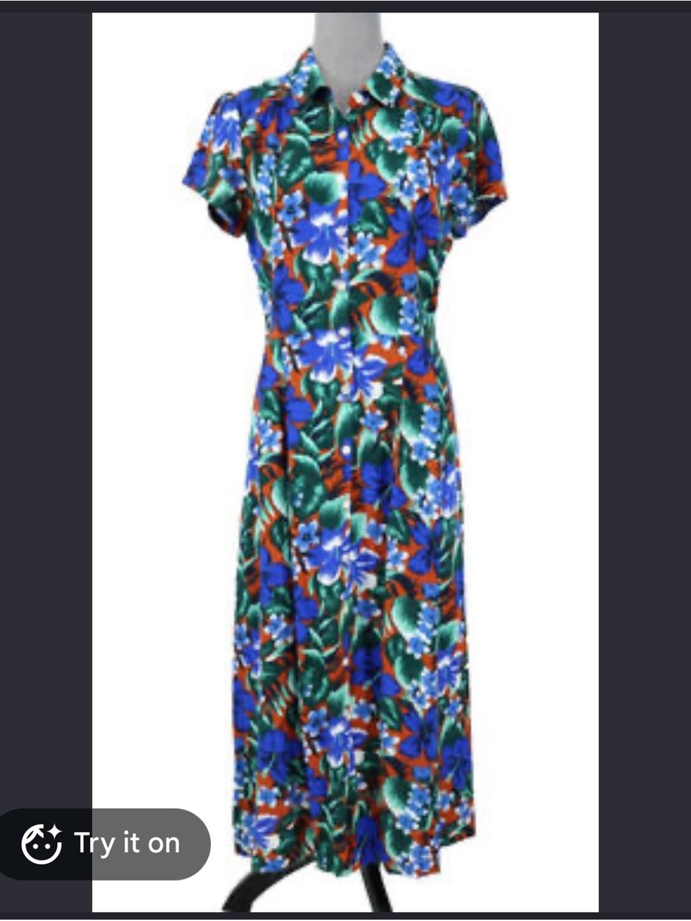 J. Crew Blue and Green Floral Button-Front Maxi Dress